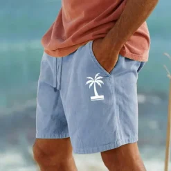 Discount OUKU Men's Coconut Tree Shorts Summer Shorts Beach Shorts Mid Waist Hawaiian Casual Outdoor Holiday Going out Drawstring Elastic Waist Print Designer Clothing Apparel