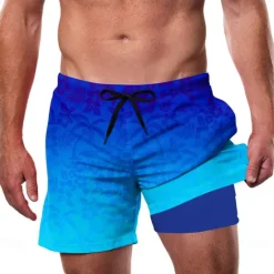Outlet OUKU Men's Coconut Tree Tropical Plants Lined Shorts 2 in 1 Board Shorts Swim Shorts Mid Waist Hawaiian Vacation Beach Wear Side Pockets With Compression Liner Elastic Drawstring Waist Designer Clothing