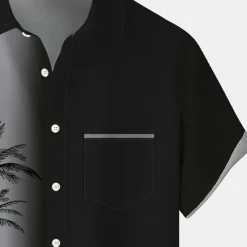 Best OUKU Men's Coconut Tree Tropical Plants Shirt Summer Hawaiian Shirt Button Up Shirt Short Sleeve Hawaiian Vacation Holiday Beach Wear Summer Spring Turndown 3D Print Front One Pocket Linen Like Shirt