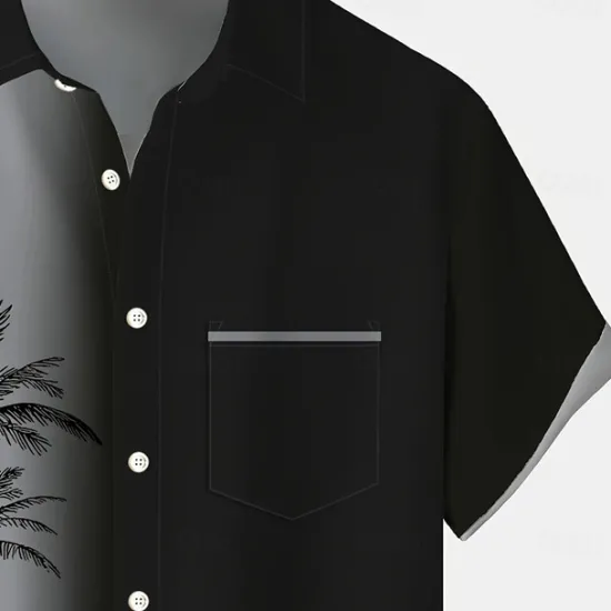 Best OUKU Men's Coconut Tree Tropical Plants Shirt Summer Hawaiian Shirt Button Up Shirt Short Sleeve Hawaiian Vacation Holiday Beach Wear Summer Spring Turndown 3D Print Front One Pocket Linen Like Shirt