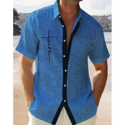 Discount OUKU Men's Coconut Tree Tropical Plants Shirt Summer Hawaiian Shirt Aloha Shirt Short Sleeves Shirt Turndown Tropical Fashion Hawaiian Outdoor Street Hawaiian Black White Light Green S M L