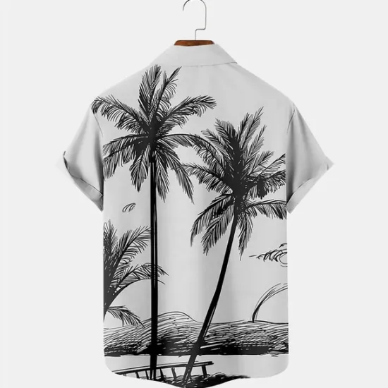 OUKU Men's Coconut Tree Tropical Plants Shirt Summer Hawaiian Shirt Aloha Shirt Short Sleeves Shirt Turndown Tropical Fashion Hawaiian Outdoor Street Hawaiian Blue Purple Brown S M L