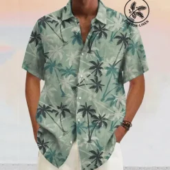 OUKU Men's Coconut Tree Tropical Plants Shirt Summer Hawaiian Shirt Aloha Shirt Short Sleeves Shirt Turndown Fashion Designer Casual Outdoor Street Casual Yellow Pink Wine S M L