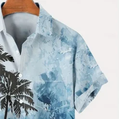 Clearance OUKU Men's Coconut Tree Tropical Plants Summer Hawaiian Shirt Button Up Shirt Aloha Shirt Short Sleeve Hawaiian Holiday Beach Wear Summer Spring Turndown 3D Print Collared Shirts Front One Pocket Yellow