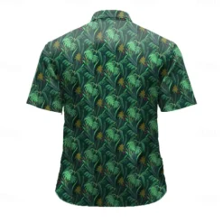 Sale OUKU Men's Coconut Tree Tropical Plants Summer Hawaiian Shirt Button Up Shirt Aloha Shirt Short Sleeve Hawaiian Vacation Beach Wear Summer Spring Turndown 3D Print Collared Shirts Blue Green