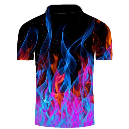 Online OUKU Men's Collar Polo Shirt Flame Golf Shirt Tennis Shirt Graphic Green Pink Yellow Orange Plus Size Daily Going out Short Sleeve Clothing Apparel Nylon Rayon Streetwear / Slim Purple