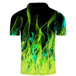 Online OUKU Men's Collar Polo Shirt Flame Golf Shirt Tennis Shirt Graphic Green Pink Yellow Orange Plus Size Daily Going out Short Sleeve Clothing Apparel Nylon Rayon Streetwear / Slim Purple
