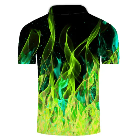 Online OUKU Men's Collar Polo Shirt Flame Golf Shirt Tennis Shirt Graphic Green Pink Yellow Orange Plus Size Daily Going out Short Sleeve Clothing Apparel Nylon Rayon Streetwear / Slim Purple
