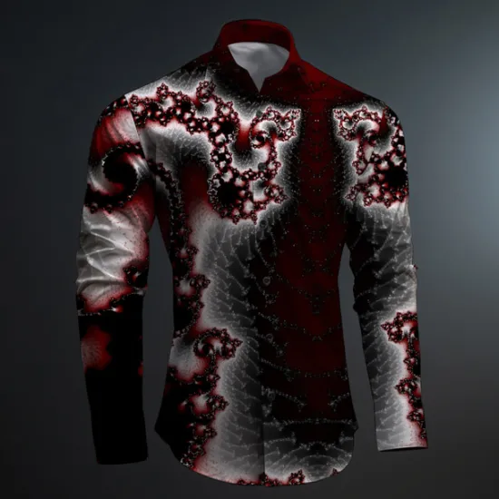 OUKU Men's Color Block Button Up Shirt Printed Shirts Long Sleeve Artistic Subcultural Fashion Casual Vacation Party Street Spring & Summer Turndown Print Button-Down Rose+Black Black Green Dark Red Black