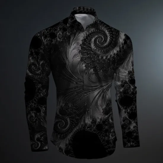 OUKU Men's Color Block Button Up Shirt Printed Shirts Long Sleeve Artistic Subcultural Fashion Casual Vacation Party Street Spring & Summer Turndown Print Button-Down Rose+Black Black Green Dark Red Black