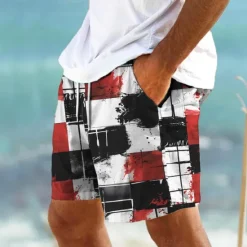 Hot OUKU Men's Color Block Colorful Swim Shorts Board Shorts Swimming Trunks Mid Waist Hawaiian Casual Holiday Beach Drawstring with Mesh lining Elastic Waist Designer Clothing Apparel