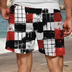 Hot OUKU Men's Color Block Colorful Swim Shorts Board Shorts Swimming Trunks Mid Waist Hawaiian Casual Holiday Beach Drawstring with Mesh lining Elastic Waist Designer Clothing Apparel