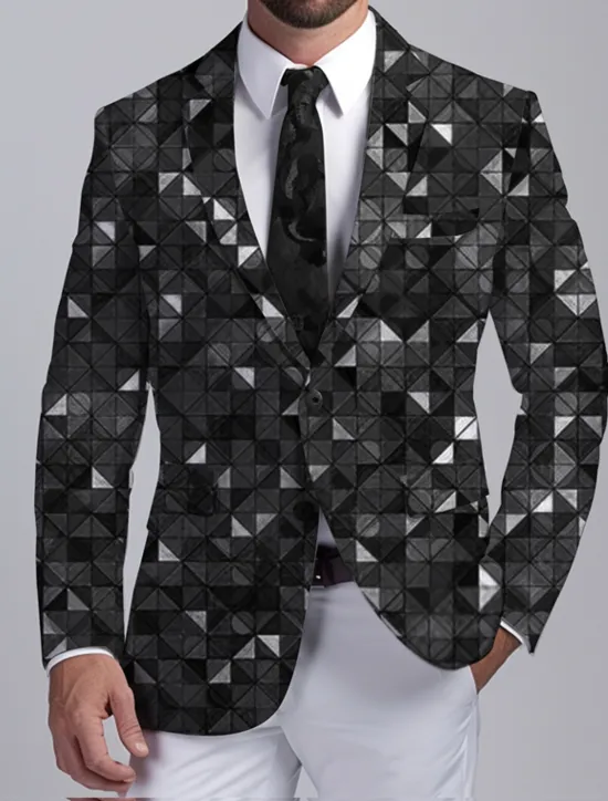 Clearance OUKU Men's Color Block Colorful Long Sleeve Turndown Business Abstract Work Wear to work Going out Buttons Print Multi Pocket
