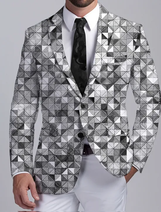 Clearance OUKU Men's Color Block Colorful Long Sleeve Turndown Business Abstract Work Wear to work Going out Buttons Print Multi Pocket