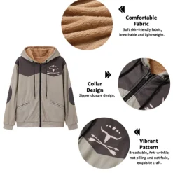Discount OUKU Men's Color Block Cow Graphic Prints Hoodie Hoodies Sweatshirt Daily Classic Long Sleeve Hooded Vacation Holiday Going out Blue Brown Fleece Winter Designer