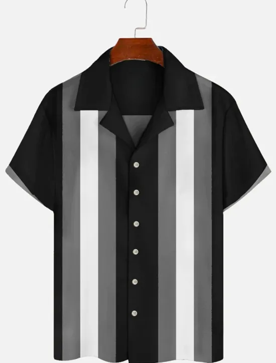 Discount OUKU Men's Color Block Geometric Pattern Shirt Summer Shirt Casual Shirt Short Sleeve Fashion 1950s Casual Vacation Daily Going out Summer Camp Collar Print Black Blue Orange Green