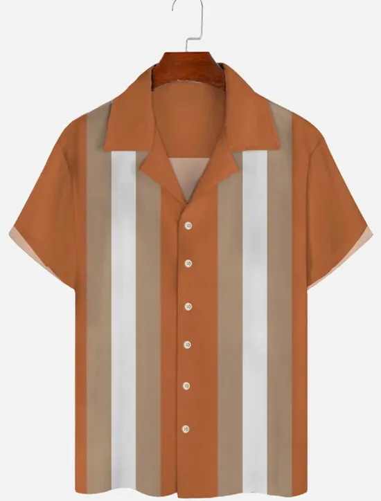 Discount OUKU Men's Color Block Geometric Pattern Shirt Summer Shirt Casual Shirt Short Sleeve Fashion 1950s Casual Vacation Daily Going out Summer Camp Collar Print Black Blue Orange Green