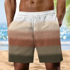 OUKU Men's Color Block Gradient Color Sweat Shorts Beach Shorts Terry Shorts Mid Waist Vintage Casual Daily Holiday Streetwear Drawstring Elastic Waist 3D Print Designer Clothing Apparel