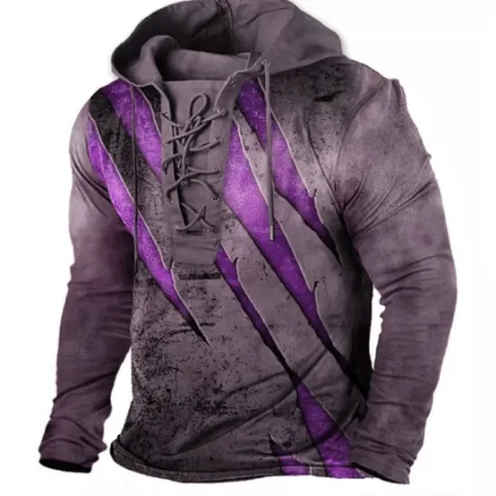 Clearance OUKU Men's Color Block Graphic Prints Hoodie Hoodies Sweatshirt Streetwear Designer Long Sleeve Hooded Casual Daily Sports Black White Lace up Print Spring & Fall Designer