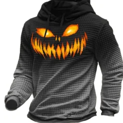 OUKU Men's Color Block Graphic Prints Monster Hoodie Hoodies Waffle Hoodie Daily Classic Long Sleeve Hooded Halloween Holiday Going out Yellow Red Print Spring & Fall Designer