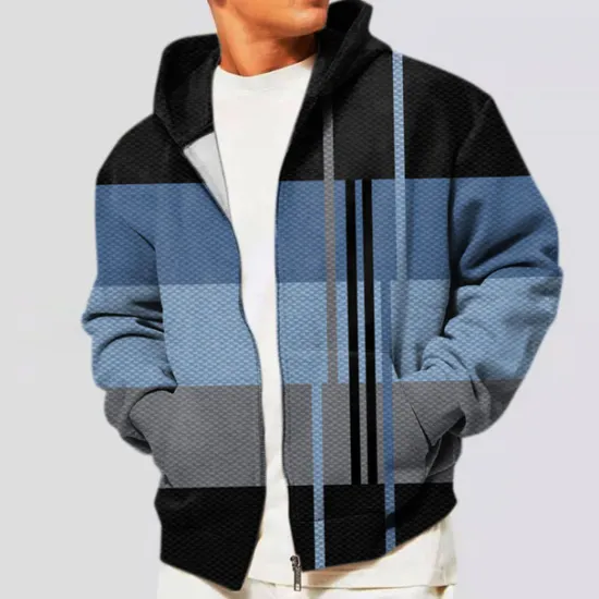 Best OUKU Men's Color Block Graphic Prints Hoodie Hoodies Sweatshirt Streetwear Designer Long Sleeve Hooded Sports & Outdoor Daily Sports Red Blue Zipper Print Spring & Fall Designer