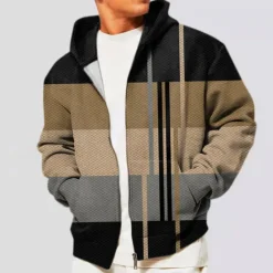 Best OUKU Men's Color Block Graphic Prints Hoodie Hoodies Sweatshirt Streetwear Designer Long Sleeve Hooded Sports & Outdoor Daily Sports Red Blue Zipper Print Spring & Fall Designer