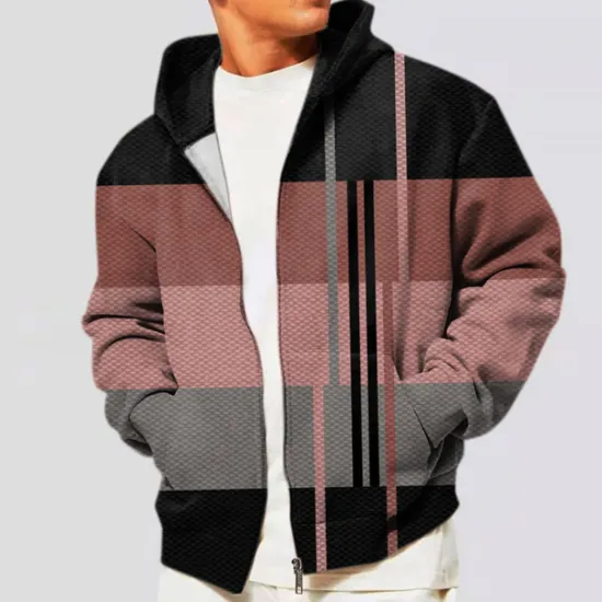 Best OUKU Men's Color Block Graphic Prints Hoodie Hoodies Sweatshirt Streetwear Designer Long Sleeve Hooded Sports & Outdoor Daily Sports Red Blue Zipper Print Spring & Fall Designer
