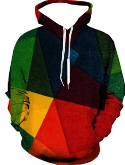 New OUKU Men's Color Block Graphic Prints Hoodie Hoodies Sweatshirt Designer Casual Long Sleeve Hooded Daily Sports Yellow Red Print Spring & Fall Designer