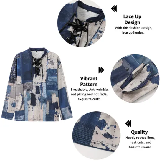 New OUKU Men's Color Block Patchwork Graphic Prints Sweatshirts Sweatshirt Pullover Long Sleeve Sweatshirt Stand Collar Daily Classic Casual 3D Print Holiday Going out Streetwear Drawstring Print Spring