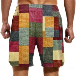Best OUKU Men's Color Block Patchwork Lined Shorts 2 in 1 Board Shorts Swim Shorts Mid Waist Hawaiian Vacation Holiday Beach Wear Side Pockets With Compression Liner Elastic Drawstring Waist Designer Clothing