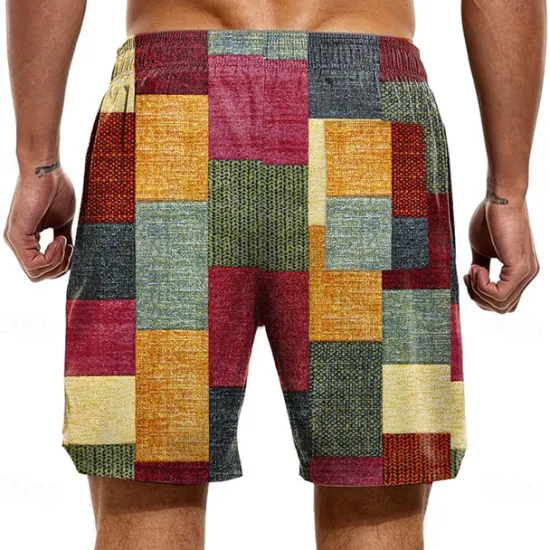 Best OUKU Men's Color Block Patchwork Lined Shorts 2 in 1 Board Shorts Swim Shorts Mid Waist Hawaiian Vacation Holiday Beach Wear Side Pockets With Compression Liner Elastic Drawstring Waist Designer Clothing