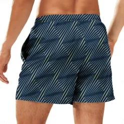 Outlet OUKU Men's Color Block Stripe Swim Trunks Swim Shorts Board Shorts Mid Waist Hawaiian Casual Holiday Beach Drawstring with Mesh lining Elastic Waist Designer Clothing Apparel