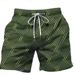 Outlet OUKU Men's Color Block Stripe Swim Trunks Swim Shorts Board Shorts Mid Waist Hawaiian Casual Holiday Beach Drawstring with Mesh lining Elastic Waist Designer Clothing Apparel