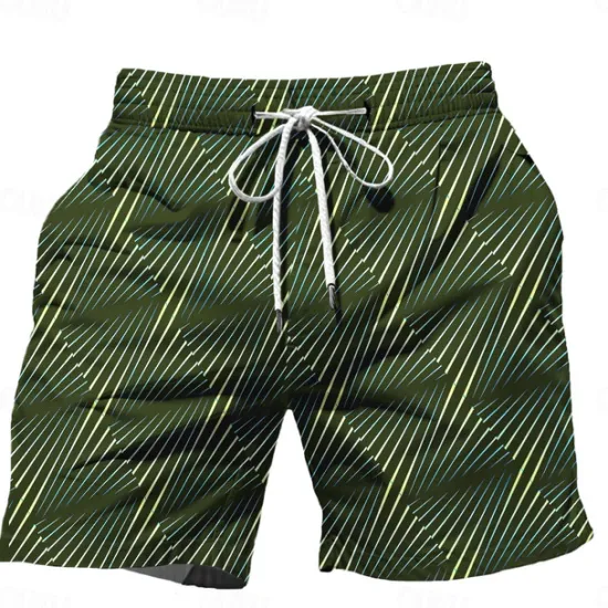 Outlet OUKU Men's Color Block Stripe Swim Trunks Swim Shorts Board Shorts Mid Waist Hawaiian Casual Holiday Beach Drawstring with Mesh lining Elastic Waist Designer Clothing Apparel