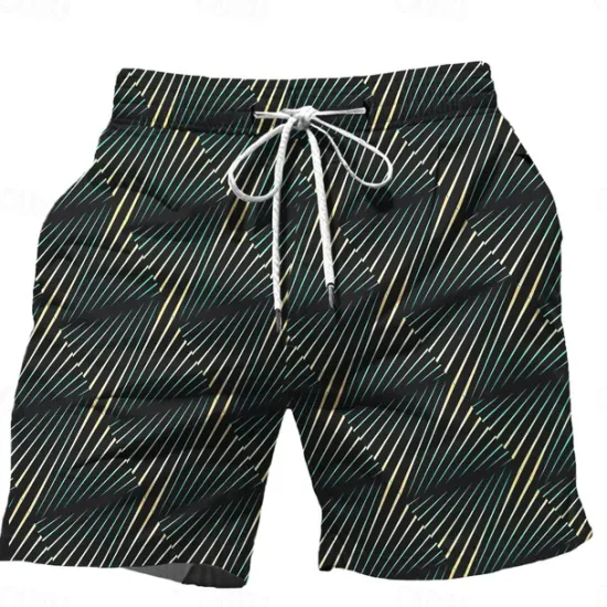 Outlet OUKU Men's Color Block Stripe Swim Trunks Swim Shorts Board Shorts Mid Waist Hawaiian Casual Holiday Beach Drawstring with Mesh lining Elastic Waist Designer Clothing Apparel