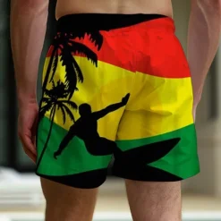Sale OUKU Men's Color Block Swim Trunks Swim Shorts Board Shorts Mid Waist Vacation Hawaiian Holiday Vacation Holiday Beach Drawstring with Mesh lining Elastic Waist Designer Clothing Apparel