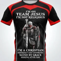 Clearance OUKU Men's Color Block Templar Cross Soldier T Shirt Slogan T Shirts Christian T Shirts Short Sleeve T shirt 3D Print Crew Neck Shirt Vintage Sports Designer Outdoor Street Daily Black and Red Yellow Blue