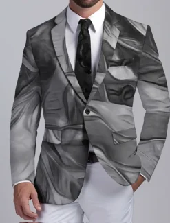 Best OUKU Men's Colorful Gradual Long Sleeve Turndown Business Abstract Work Wear to work Going out Buttons Print Multi Pocket