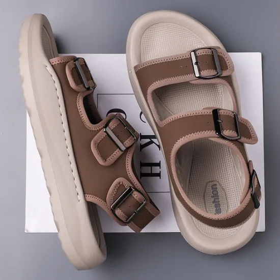 OUKU Men's Comfortable Casual Sandals with Double Buckle Design – Stylish Adjustable Outdoor Footwear for Summer and Vacation