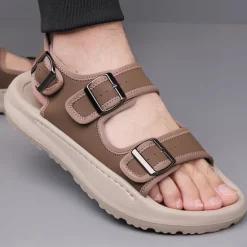 OUKU Men's Comfortable Casual Sandals with Double Buckle Design – Stylish Adjustable Outdoor Footwear for Summer and Vacation