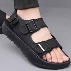 OUKU Men's Comfortable Casual Sandals with Double Buckle Design – Stylish Adjustable Outdoor Footwear for Summer and Vacation
