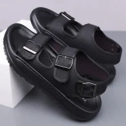 OUKU Men's Comfortable Casual Sandals with Double Buckle Design – Stylish Adjustable Outdoor Footwear for Summer and Vacation