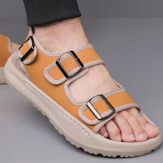 OUKU Men's Comfortable Casual Sandals with Double Buckle Design – Stylish Adjustable Outdoor Footwear for Summer and Vacation