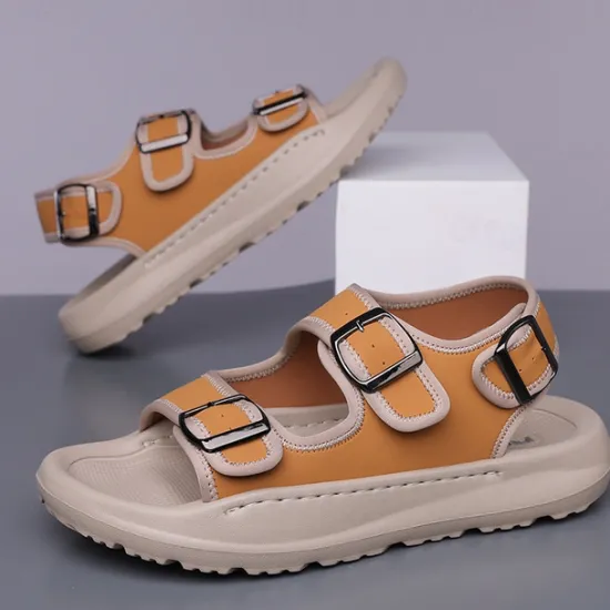 OUKU Men's Comfortable Casual Sandals with Double Buckle Design – Stylish Adjustable Outdoor Footwear for Summer and Vacation