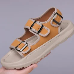 OUKU Men's Comfortable Casual Sandals with Double Buckle Design – Stylish Adjustable Outdoor Footwear for Summer and Vacation