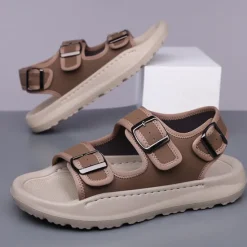 OUKU Men's Comfortable Casual Sandals with Double Buckle Design – Stylish Adjustable Outdoor Footwear for Summer and Vacation