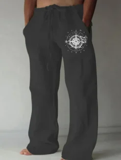 Hot OUKU Men's Compass Pants Trousers Mid Waist Casual Outdoor Street Going out Spring & Fall Black White Green