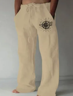 Hot OUKU Men's Compass Pants Trousers Mid Waist Casual Outdoor Street Going out Spring & Fall Black White Green