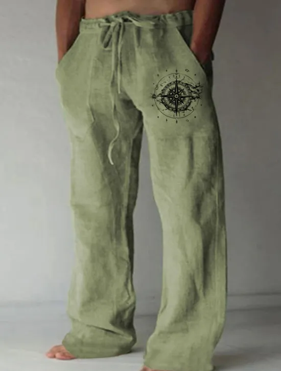 Hot OUKU Men's Compass Pants Trousers Mid Waist Casual Outdoor Street Going out Spring & Fall Black White Green