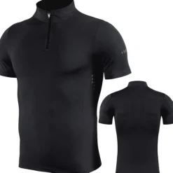 Sale OUKU Men's Compression Shirt Running Shirt Half Zip Short Sleeve Tee Tshirt Athletic Summer Spandex Breathable Quick Dry Moisture Wicking Soft Gym Workout Running Active Training Sportswear Activewear